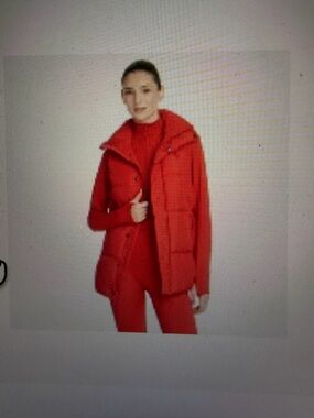 all in motion Red Quilted Long Puffer Vest with High Collar Small NWT